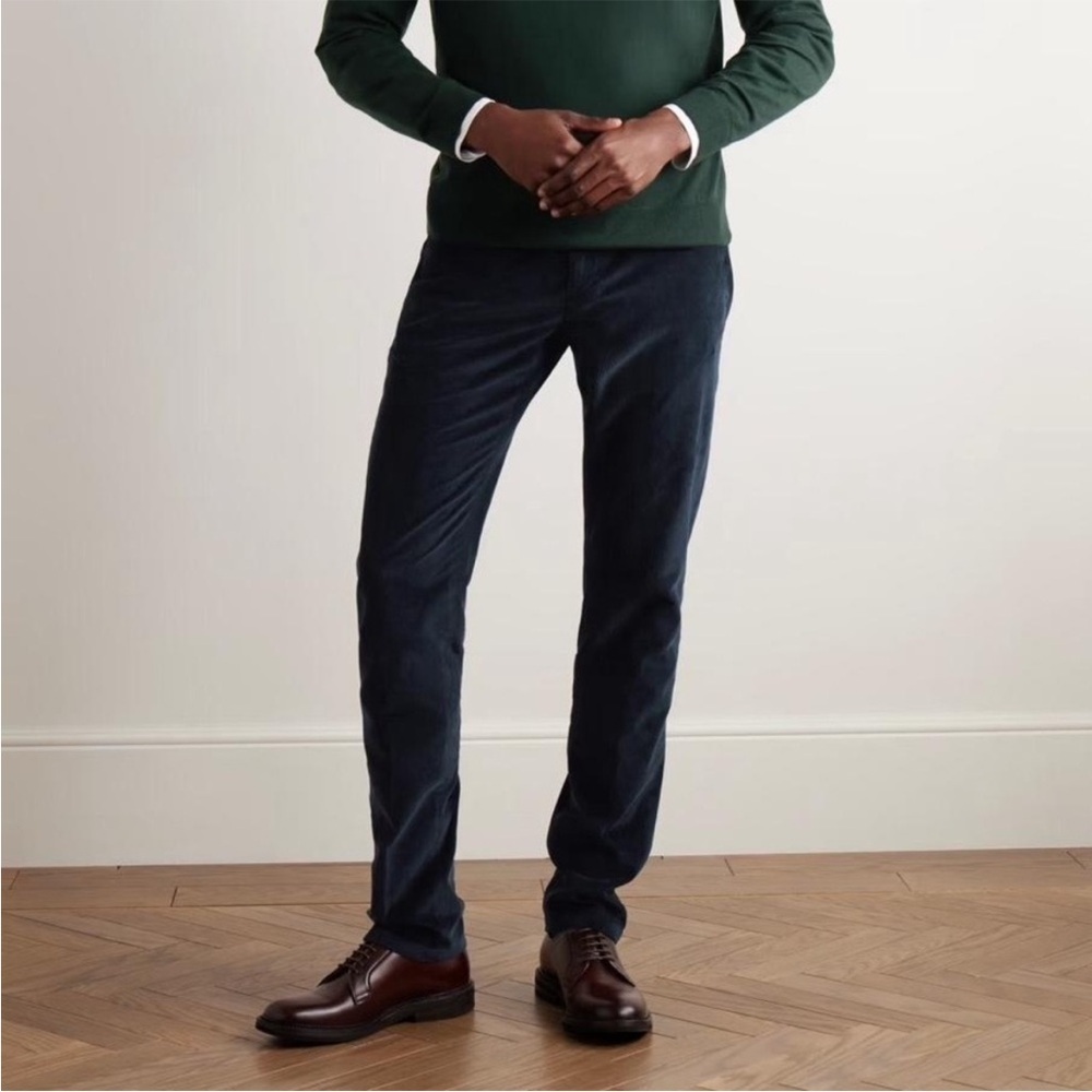 NWT Canali Corduroy Stretch Dress Pants Navy Blue